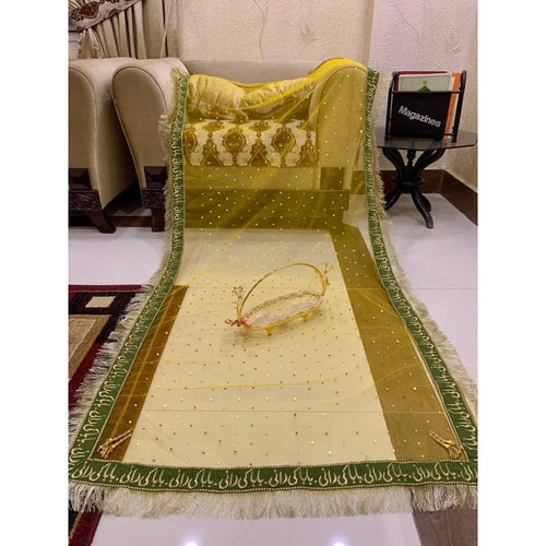 Baba ki Rani Nikkah and Mehendi Bridal Net based Dupatta with heavy kiran lace on 4 sides - Sastaae