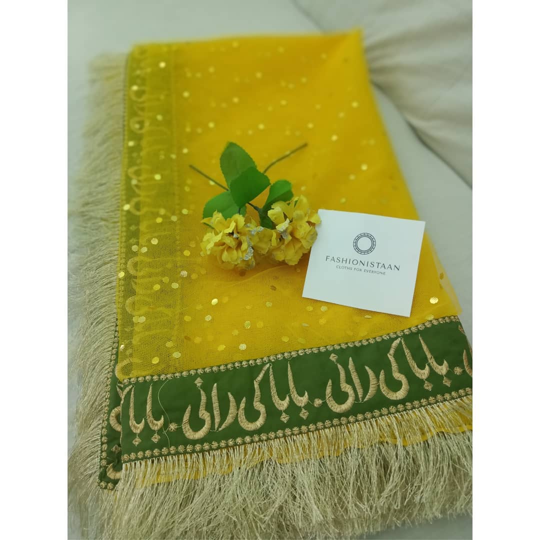 Baba ki Rani Nikkah and Mehendi Bridal Net based Dupatta with heavy kiran lace on 4 sides - sastaae