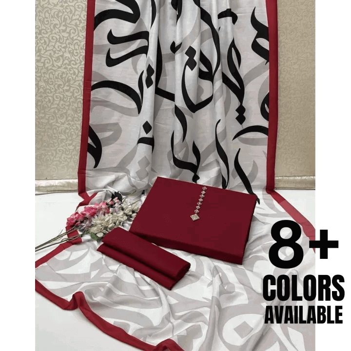 Huroof Kataan Silk Suit By SastaaE - Sastaae