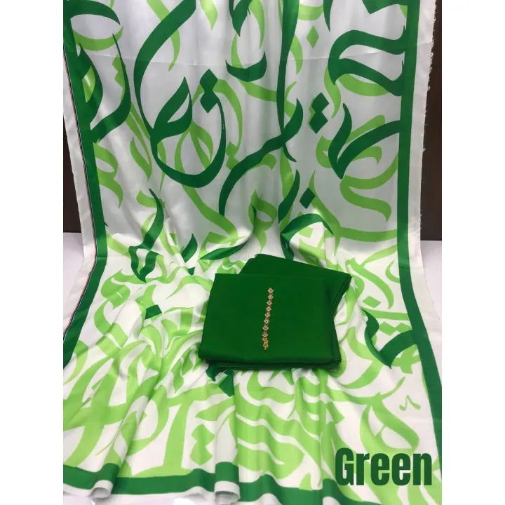 Huroof Kataan Silk Suit By SastaaE - Sastaae