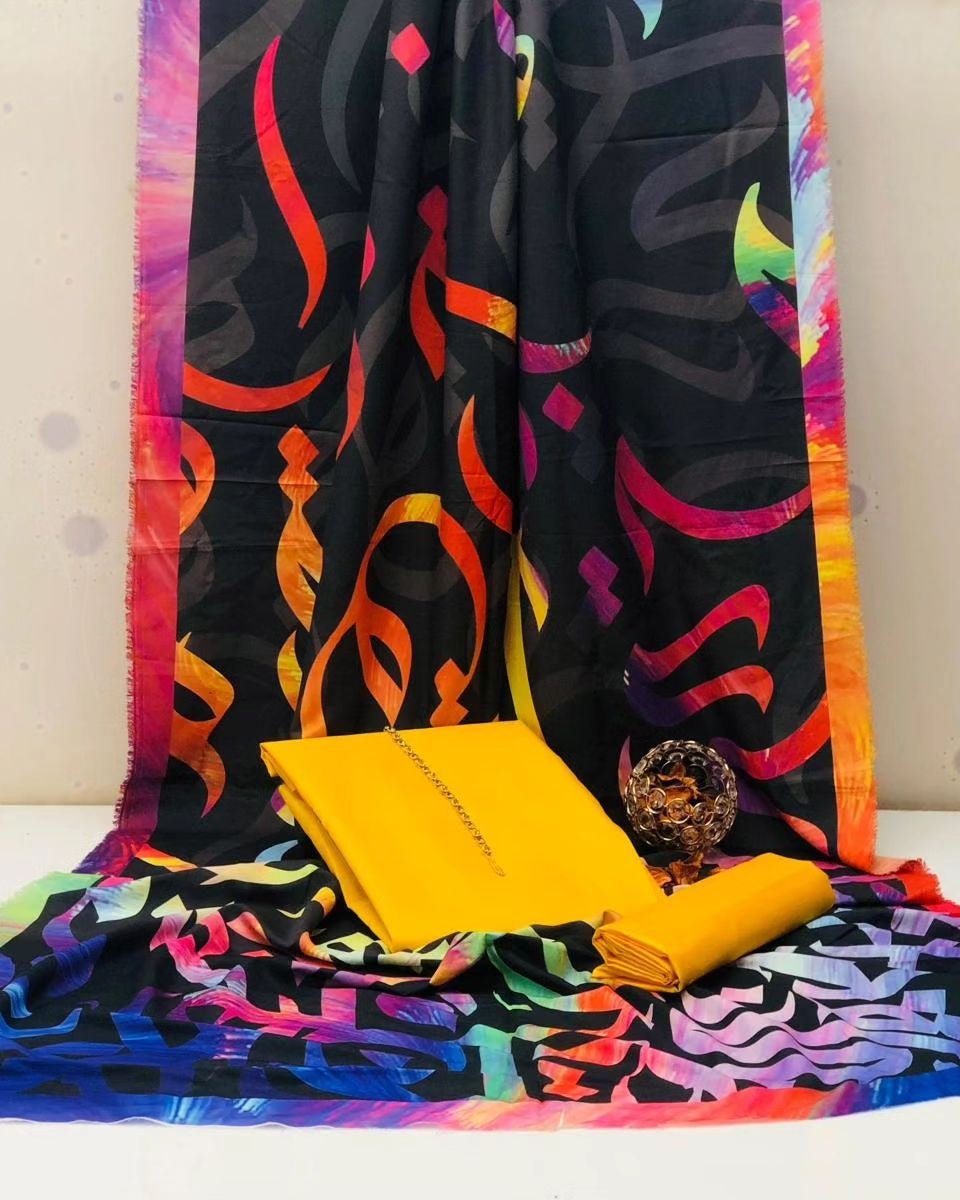 Huroof Multi Kataan SIlk Suit By Sastaae - Sastaae