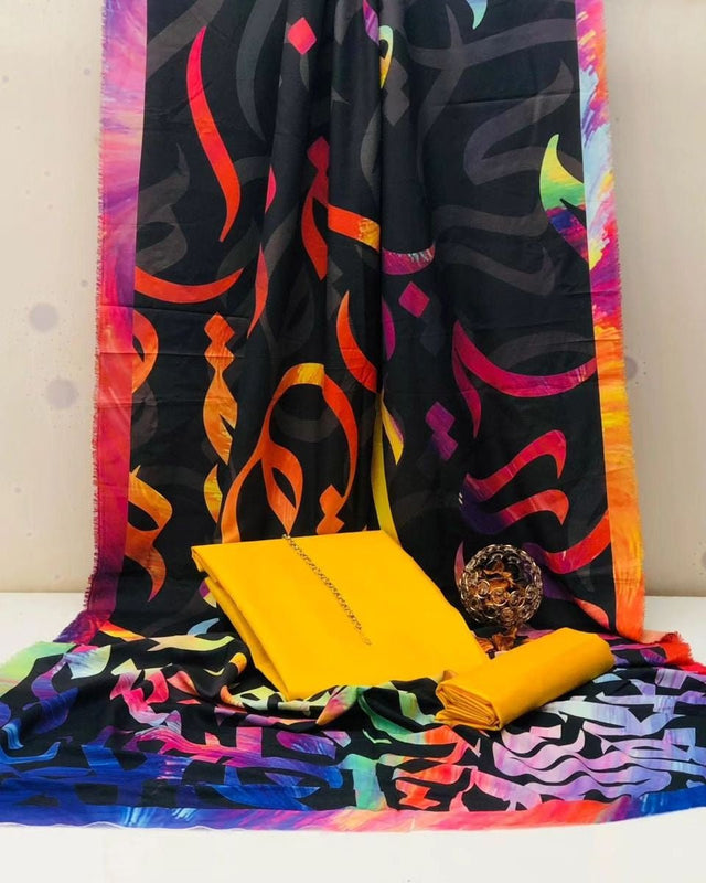 Huroof Multi Kataan SIlk Suit By Sastaae - Sastaae
