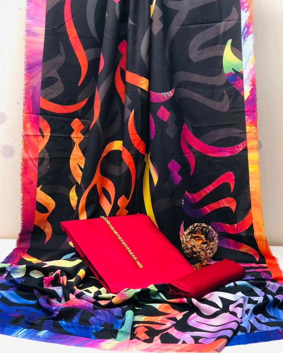 Huroof Multi Kataan SIlk Suit By Sastaae - Sastaae