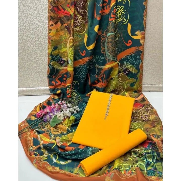 Rangeen Kataan Silk Suit By sastaae - Sastaae