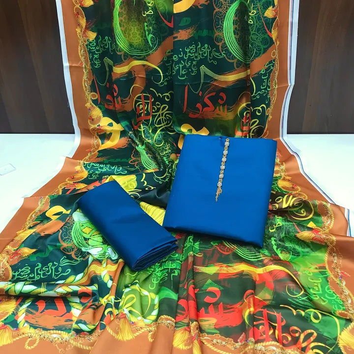 Rangeen Kataan Silk Suit By sastaae - Sastaae