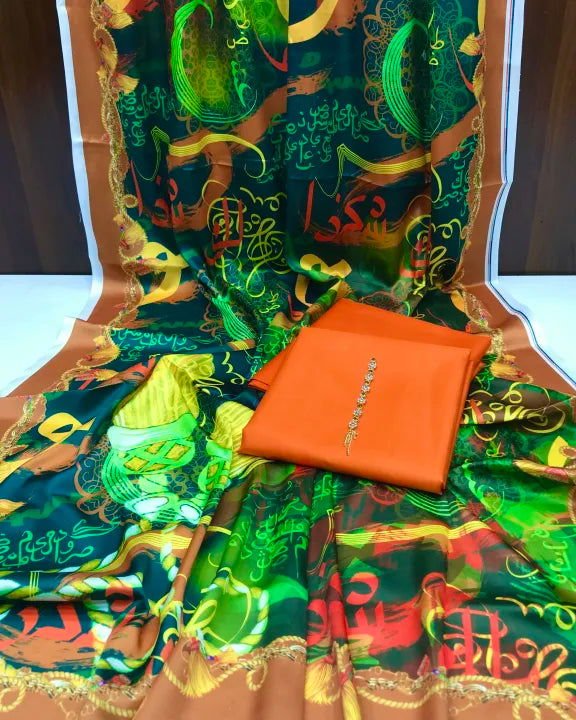 Rangeen Kataan Silk Suit By sastaae - Sastaae