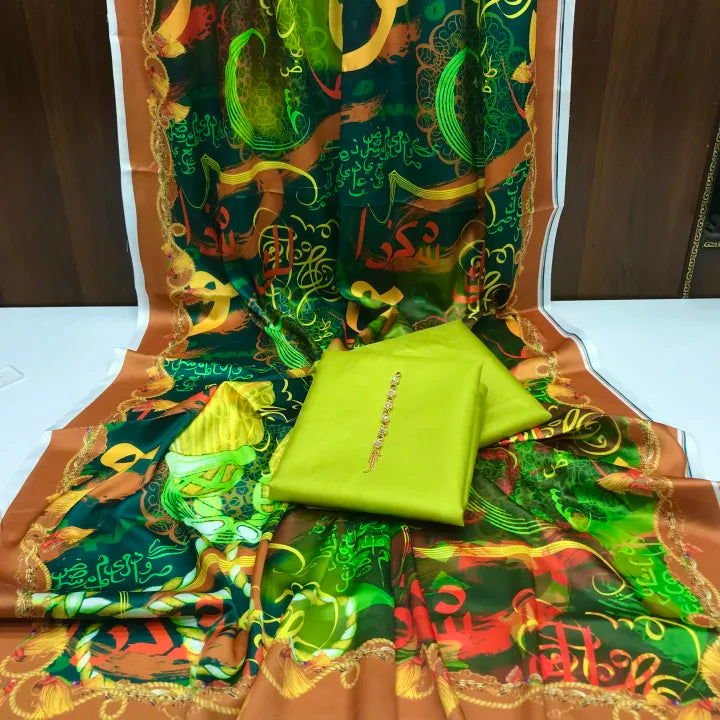 Rangeen Kataan Silk Suit By sastaae - Sastaae