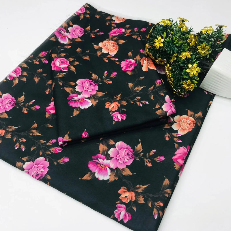 SastaaE 2 Pieces Unstitched Lawn All Over Flower Print Shirt & Trouser - Sastaae