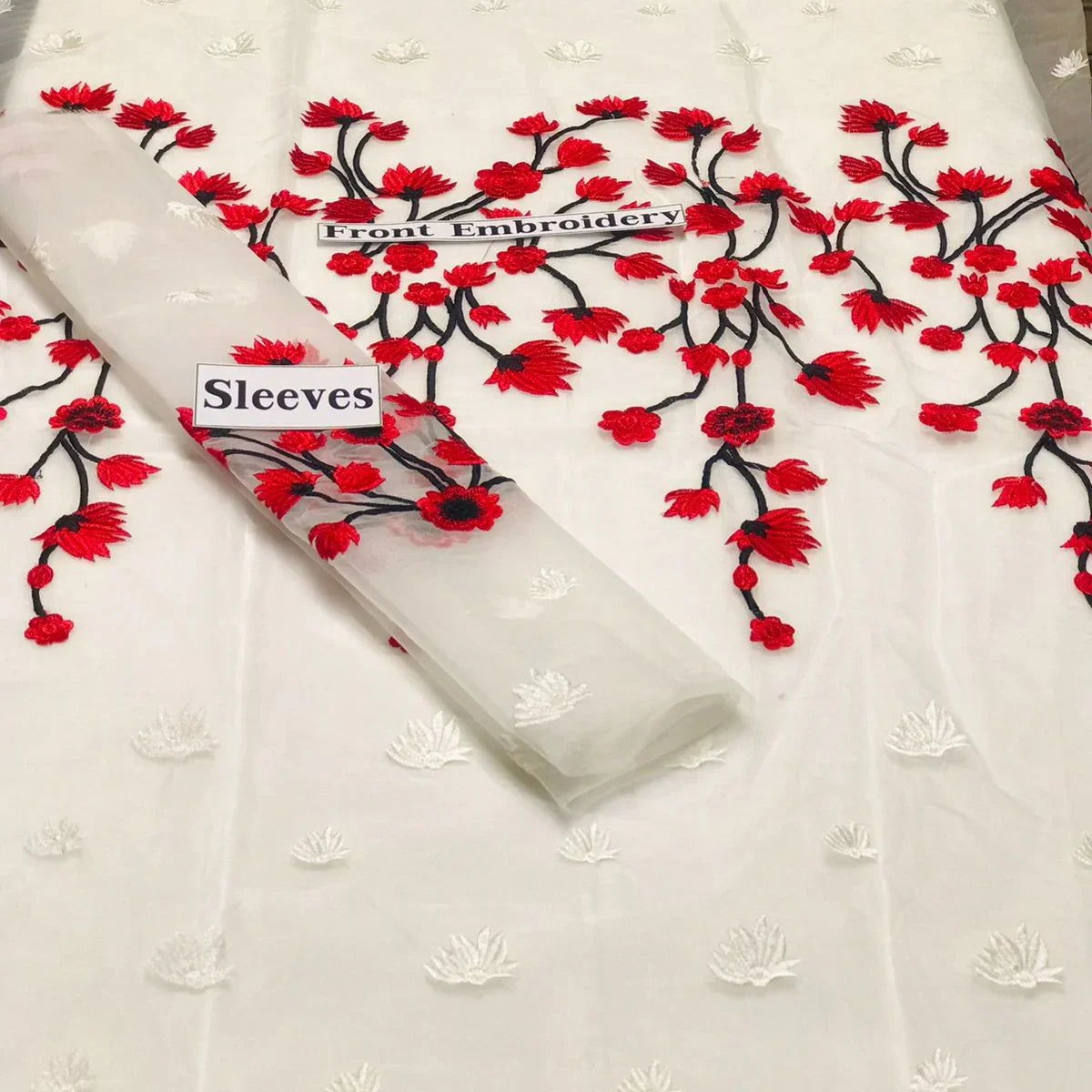 SastaaE 2 pc Unstitched Floral Dress Having Organza Fabric with Malai Trouser and Inner - Sastaae