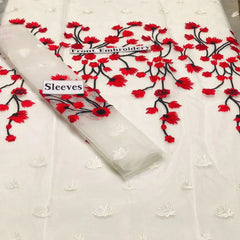 SastaaE 2 pc Unstitched Floral Dress Having Organza Fabric with Malai Trouser and Inner - Sastaae