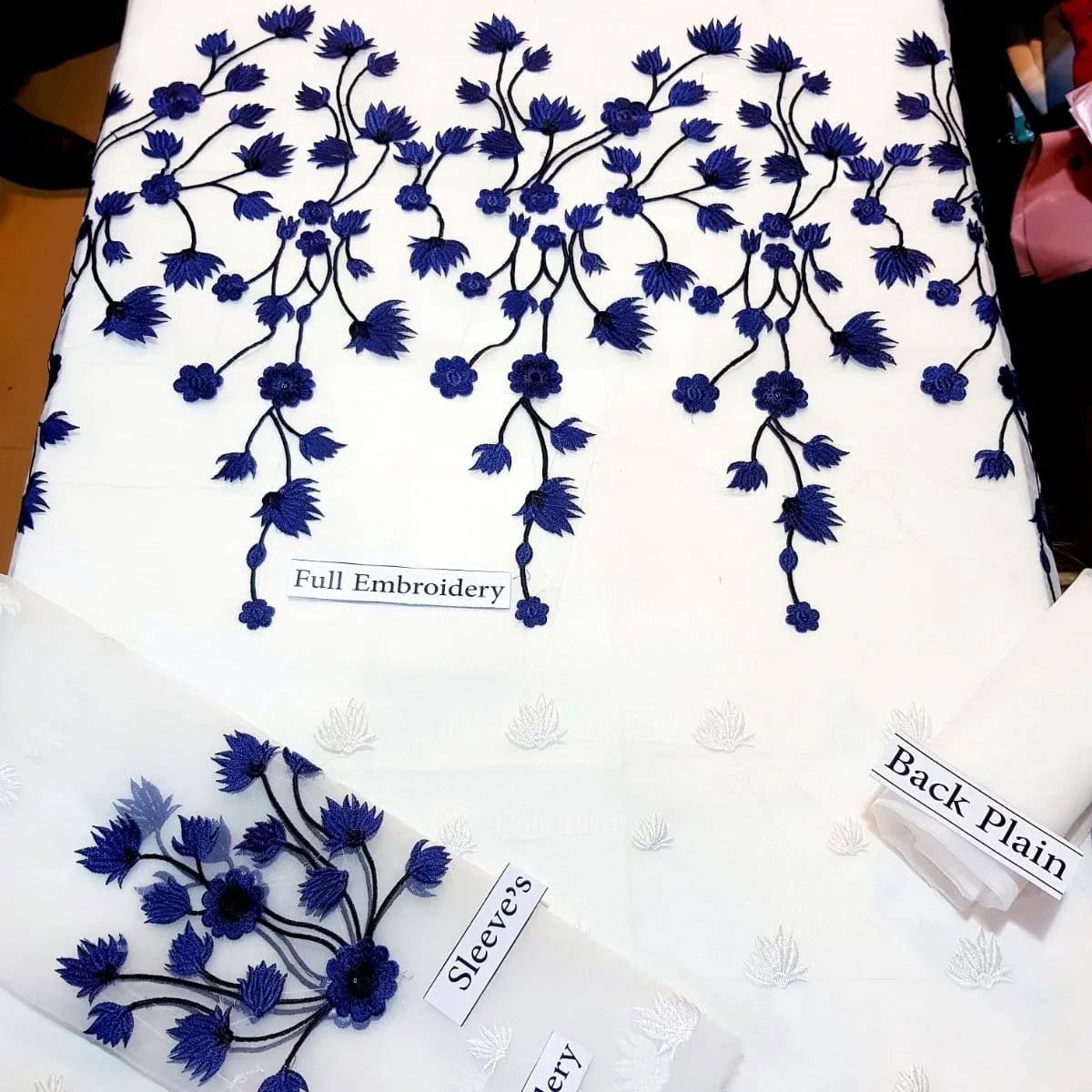 SastaaE 2 pc Unstitched Floral Dress Having Organza Fabric with Malai Trouser and Inner - Sastaae