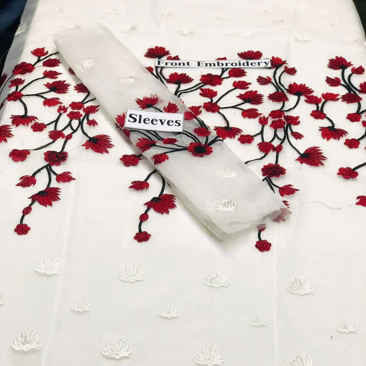 SastaaE 2 pc Unstitched Floral Dress Having Organza Fabric with Malai Trouser and Inner - Sastaae