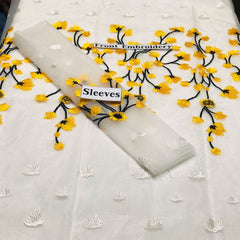 SastaaE 2 pc Unstitched Floral Dress Having Organza Fabric with Malai Trouser and Inner - sastaae