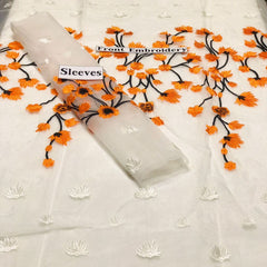SastaaE 2 pc Unstitched Floral Dress Having Organza Fabric with Malai Trouser and Inner - sastaae