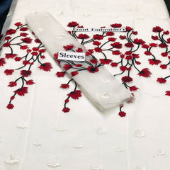 SastaaE 2 pc Unstitched Floral Dress Having Organza Fabric with Malai Trouser and Inner - sastaae
