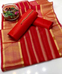 SastaaE 3 PC Unstitched Kataan Silk Plain Shirt & Trouser With Organza Lining Dupatta - sastaae