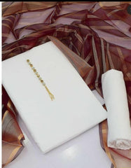 SastaaE 3 PC Unstitched Kataan Silk Plain Shirt & Trouser With Organza Lining Dupatta - sastaae