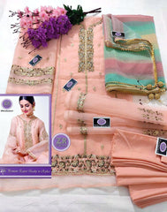 SastaaE 3 pc Unstitched Bridal Dress with full Embroidered and Handwork Shirt and Gotta work Dupatta - sastaae
