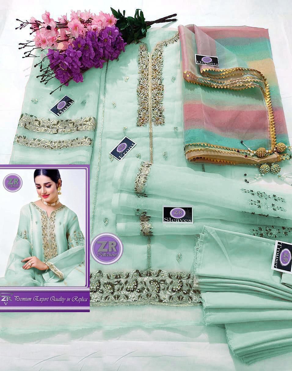 SastaaE 3 pc Unstitched Bridal Dress with full Embroidered and Handwork Shirt and Gotta work Dupatta - sastaae