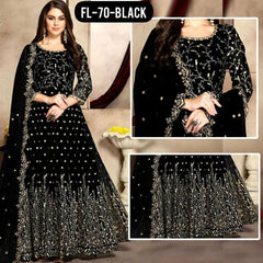 SastaaE Unstitched Womens Chiffon Zari Embroidered Frock/Maxi - Sastaae