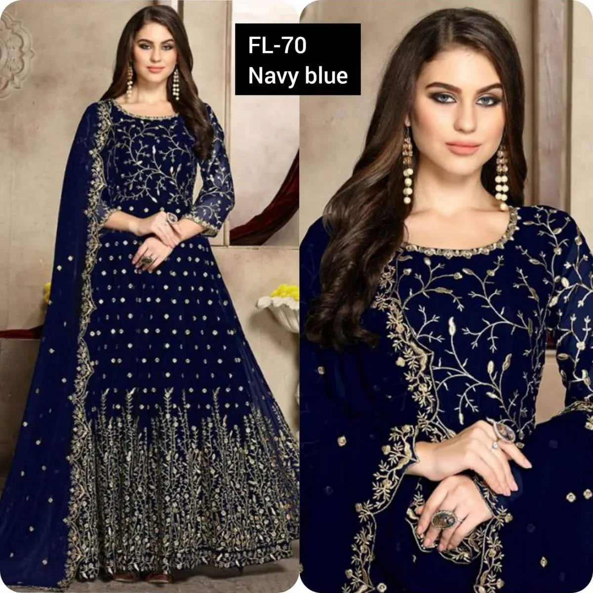 SastaaE Unstitched Womens Chiffon Zari Embroidered Frock/Maxi - Sastaae