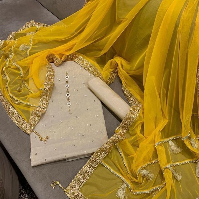 Sastaae Mysoori Suit 3 Pieces Net Gotta Work Duppatta With Mysoori Hand Work Shirt & Mysoori Shabnum Touser - Sastaae