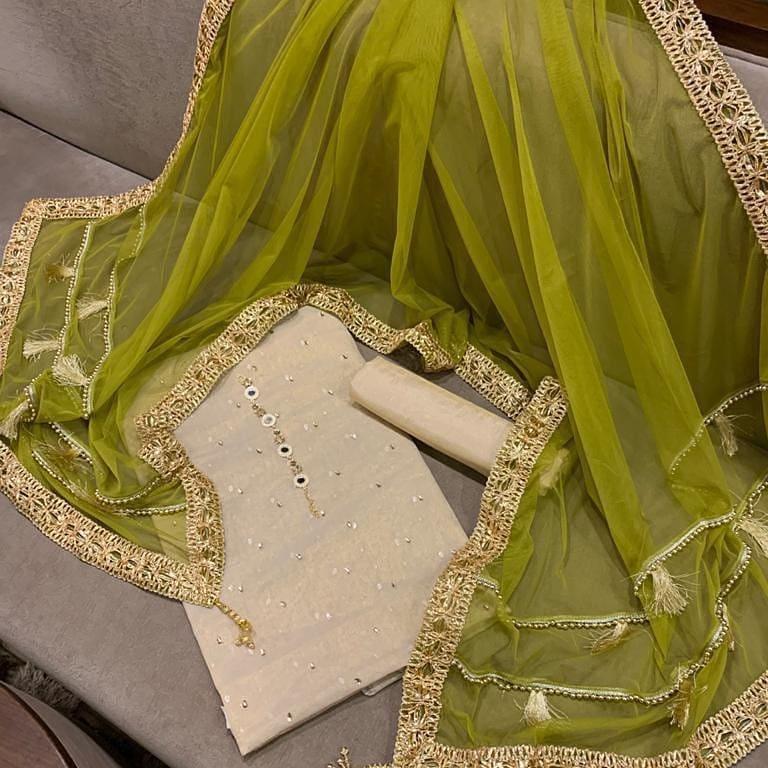 Sastaae Mysoori Suit 3 Pieces Net Gotta Work Duppatta With Mysoori Hand Work Shirt & Mysoori Shabnum Touser - Sastaae