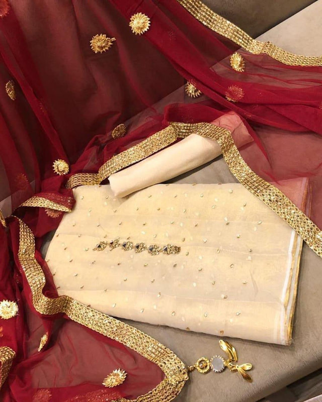 Sastaae Mysoori Suit 3 Pieces Net Gotta Work Duppatta With Mysoori Hand Work Shirt & Mysoori Shabnum Touser - Sastaae