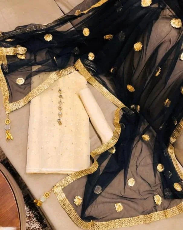 Sastaae Mysoori Suit 3 Pieces Net Gotta Work Duppatta With Mysoori Hand Work Shirt & Mysoori Shabnum Touser - Sastaae