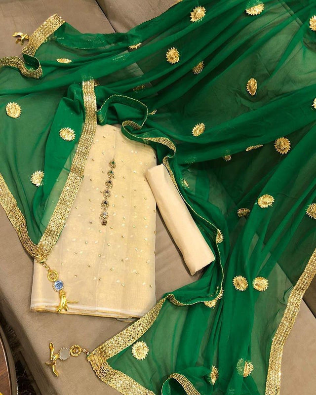 Sastaae Mysoori Suit 3 Pieces Net Gotta Work Duppatta With Mysoori Hand Work Shirt & Mysoori Shabnum Touser - Sastaae