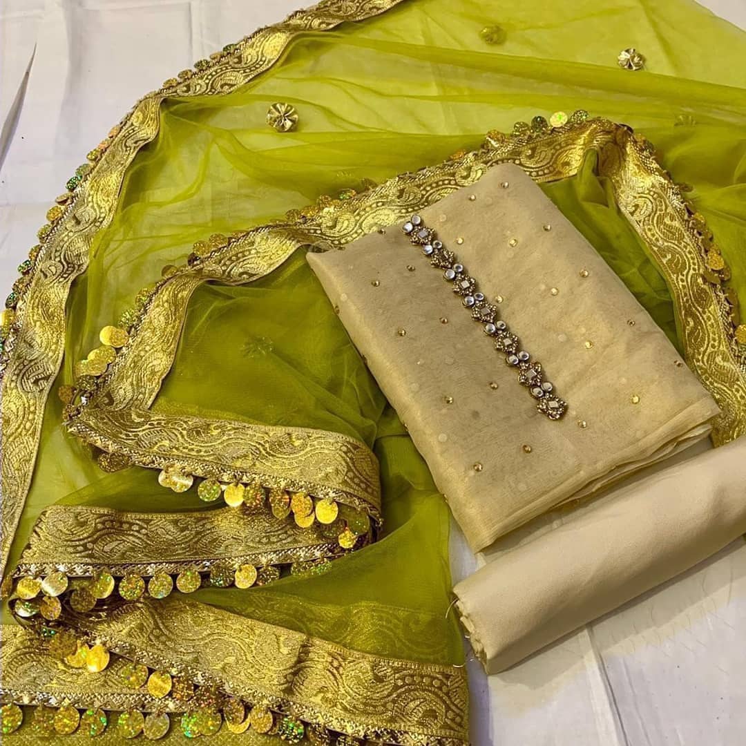 Sastaae Mysoori Suit 3 Pieces Net Gotta Work Duppatta With Mysoori Hand Work Shirt & Mysoori Shabnum Touser - sastaae
