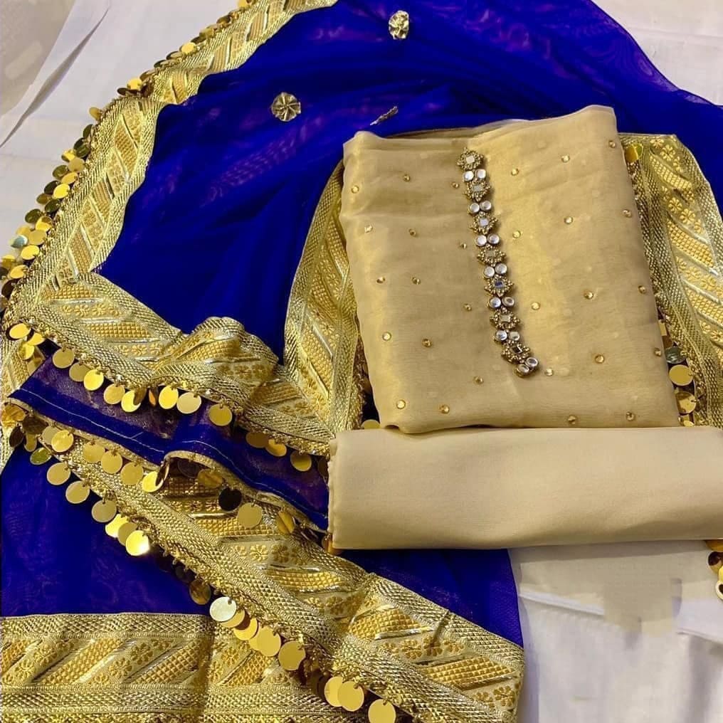 Sastaae Mysoori Suit 3 Pieces Net Gotta Work Duppatta With Mysoori Hand Work Shirt & Mysoori Shabnum Touser - sastaae