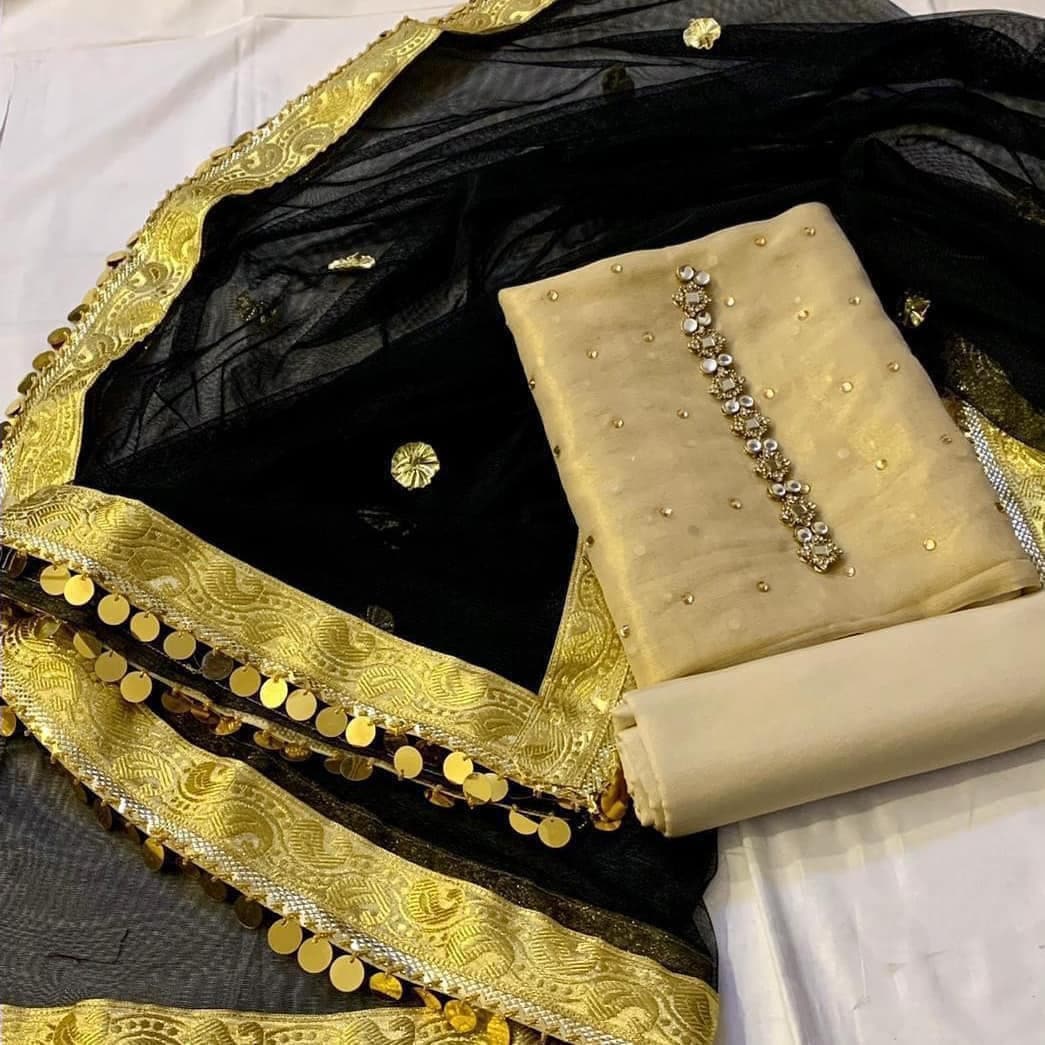 Sastaae Mysoori Suit 3 Pieces Net Gotta Work Duppatta With Mysoori Hand Work Shirt & Mysoori Shabnum Touser - sastaae