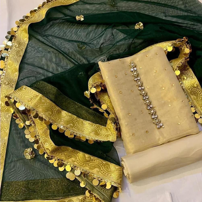 Sastaae Mysoori Suit 3 Pieces Net Gotta Work Duppatta With Mysoori Hand Work Shirt & Mysoori Shabnum Touser - Sastaae