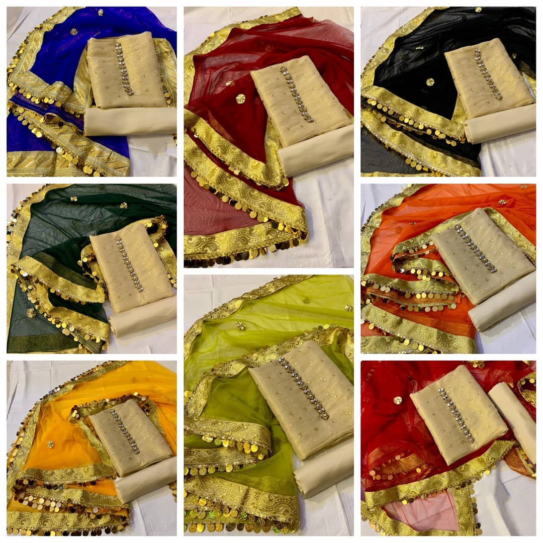 Sastaae Mysoori Suit 3 Pieces Net Gotta Work Duppatta With Mysoori Hand Work Shirt & Mysoori Shabnum Touser - sastaae