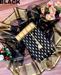 Sastaae presents 3 pc Unstitched Organza Jacquard Eid Collection with Jamawar Trouser - sastaae
