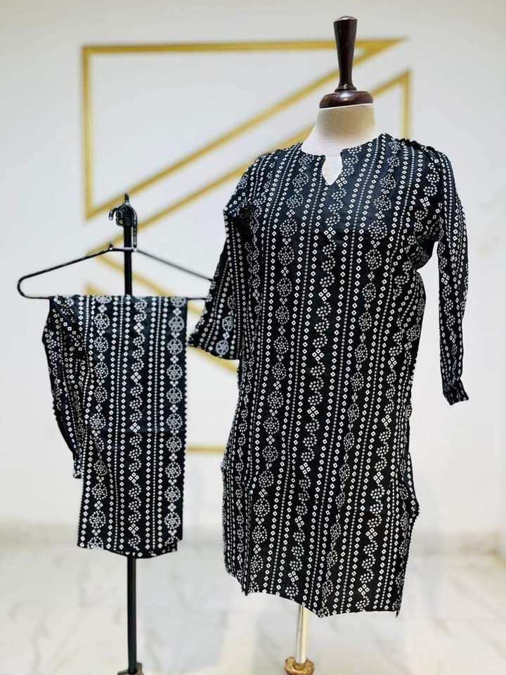 Sastaae Stitched Chunri Block Print 2pc Dress